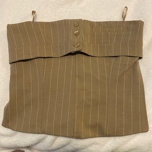 Strapless top, brown with white stripes. Zara brand. Xs